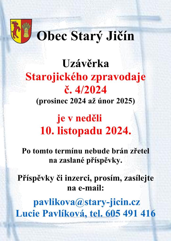 uzávěrka zpravodaje